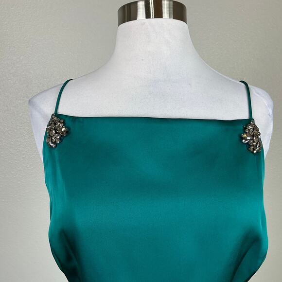 Sachin & Babi Satin Cut Out A-Line Long Evening Gown Green Size 10 Formal Dress - Picture 8 of 13